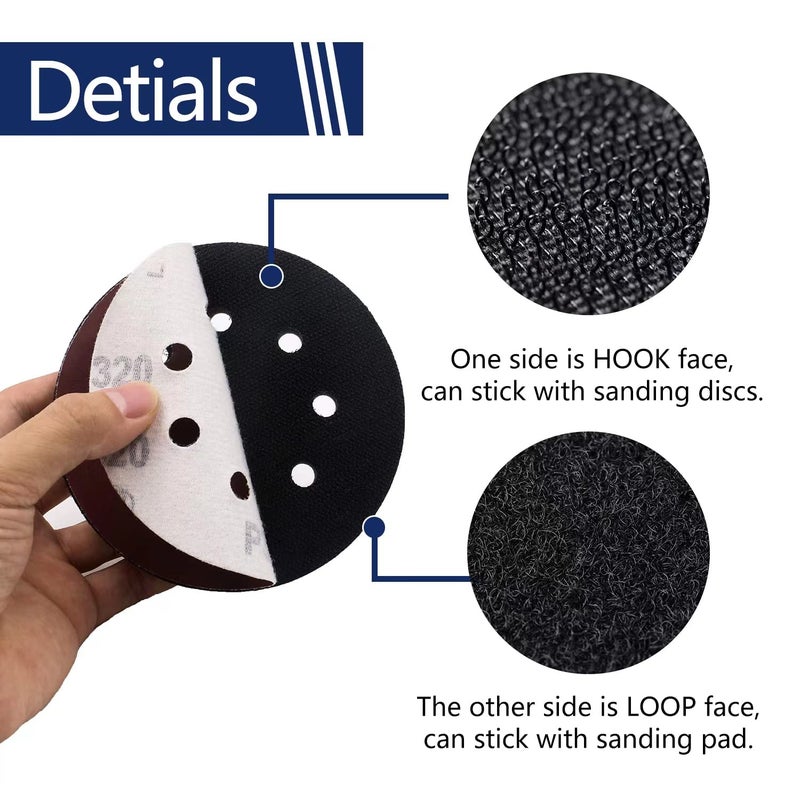 NYXCL 5 inch DeWalt DWE6423/6423K, DWE6421/6421K, DCW210B Random Orbital Sander Replacement Pad with 5 inch 8 Hole Hook Loop Foam & Sanding Backing Pads Sanding Discs Include 100/150/180/240/320/400 Grit - Image 5
